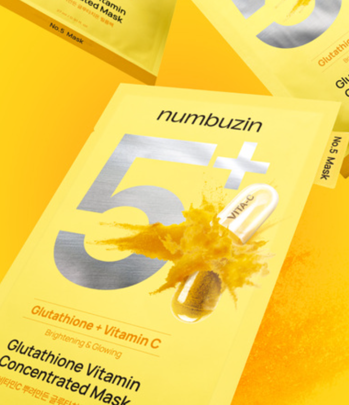 5 Máscara Facial em Filme com Glutationa e Vitamina C – 5 Unidades