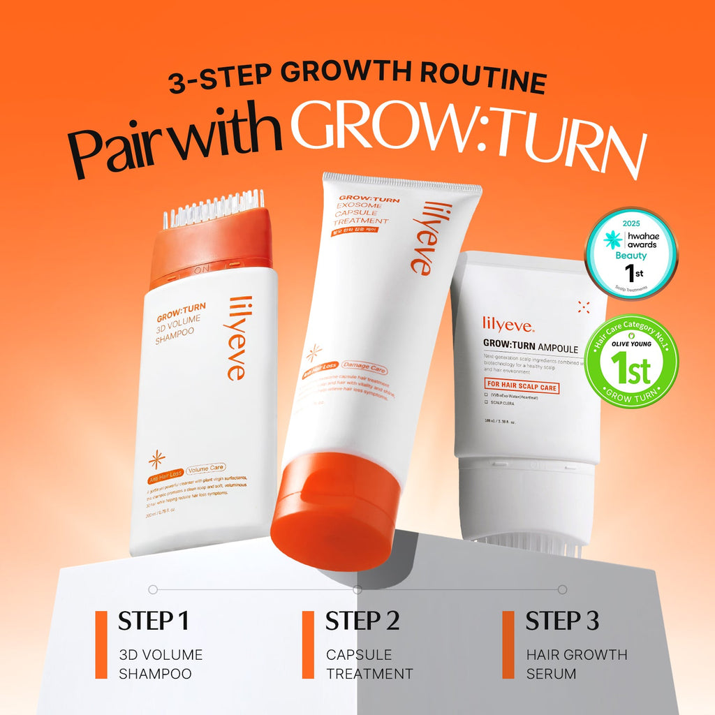 Kit Growturn rotina de couro cabeludo: shampoo, tratamento e sérum