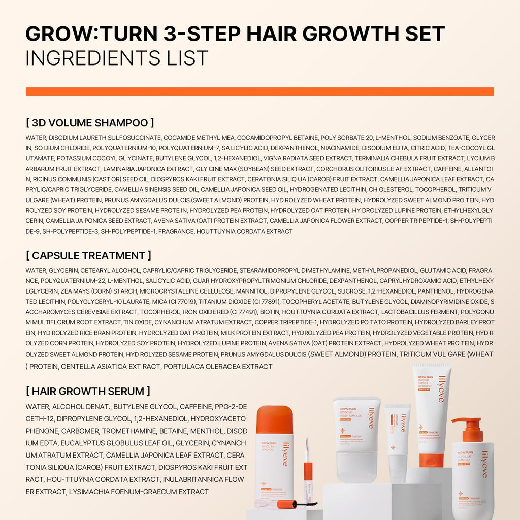 Kit Growturn rotina de couro cabeludo: shampoo, tratamento e sérum