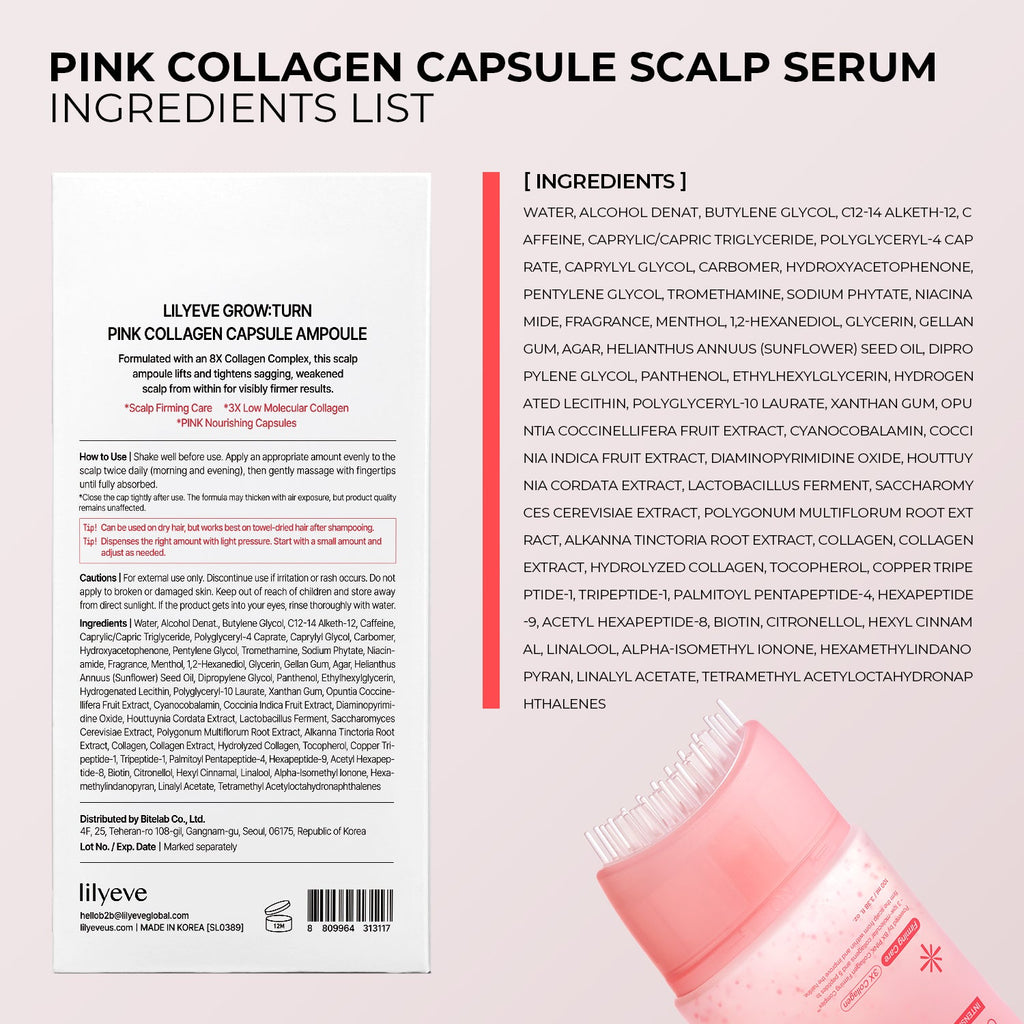 Growturn Pink Collagen Capsule Ampoule: sérum de colágeno para couro cabeludo 100 ml