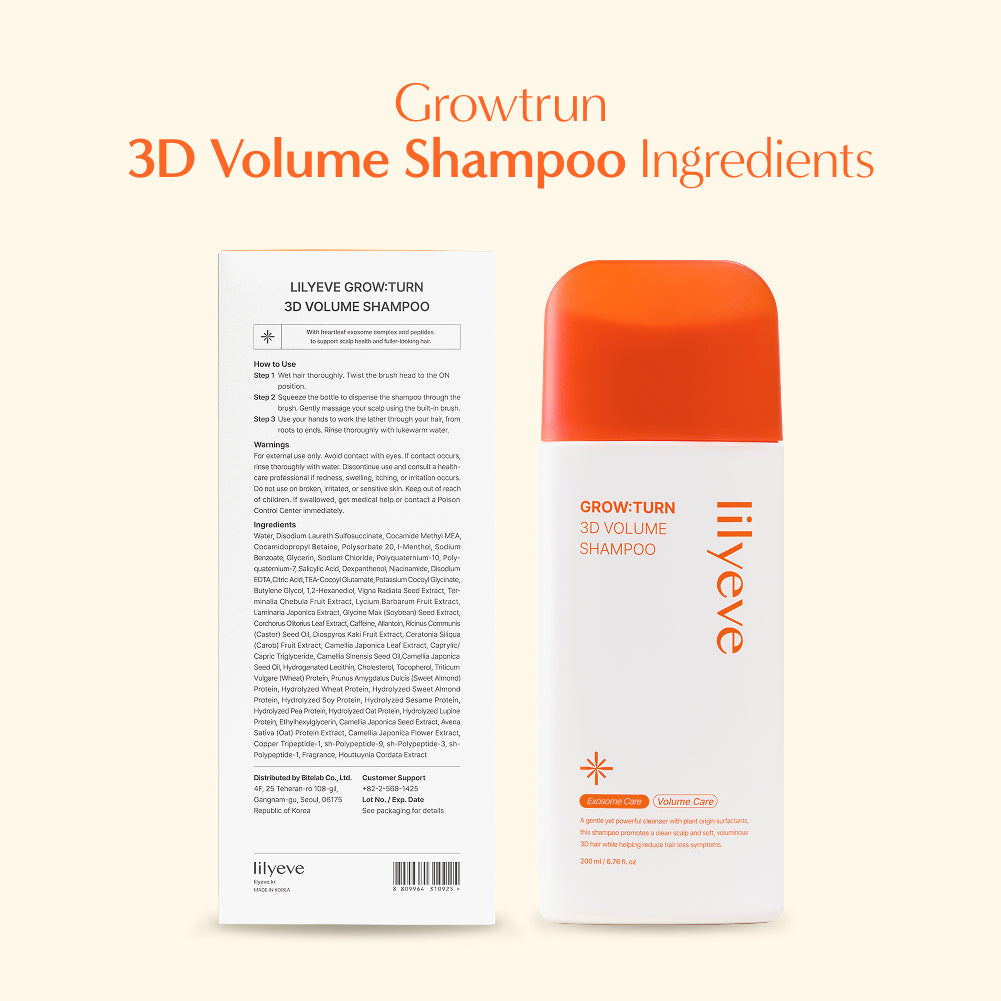 Growturn 3D Volume: shampoo com escova para couro cabeludo 200 ml
